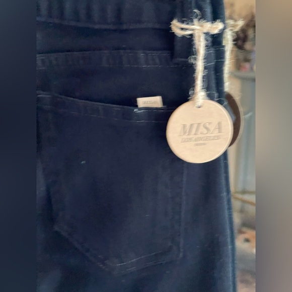 MISA NWT Star Cropped Flare Silver Grommet/Studded Fringe Hem Black Jeans - Picture 9 of 10